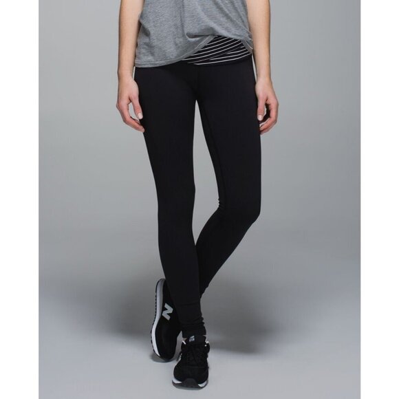 Lululemon Reversible Wunder Under Full-On Luon Pants Striped Waistband Womens 4 - Picture 16 of 16